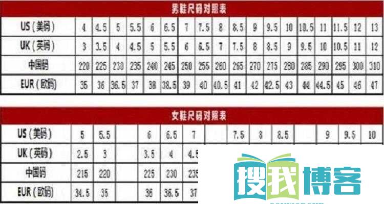 国产尺码欧洲尺码表对照