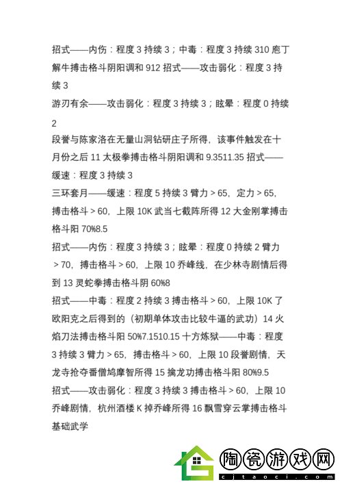 金庸群侠传3拳掌类技能习得方法