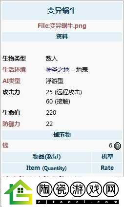 泰拉瑞亚变异蜗牛属性及掉落介绍