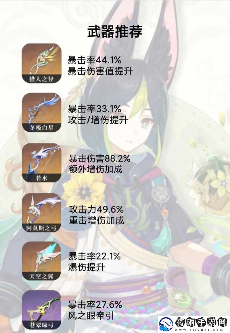 原神提纳里武器搭配推荐：黑剑与猎人之径的优选搭配方案