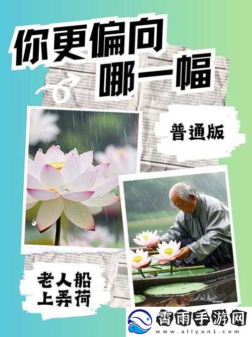 老人船上弄雨荷：一幅美丽画卷