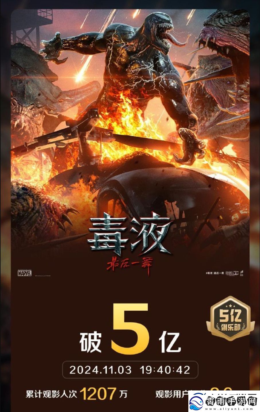 毒液3国内票房破5亿力压死侍与金刚狼无限数码