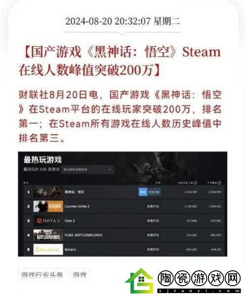 黑神话-悟空销量火爆-WeGame平台或已近百万大关！