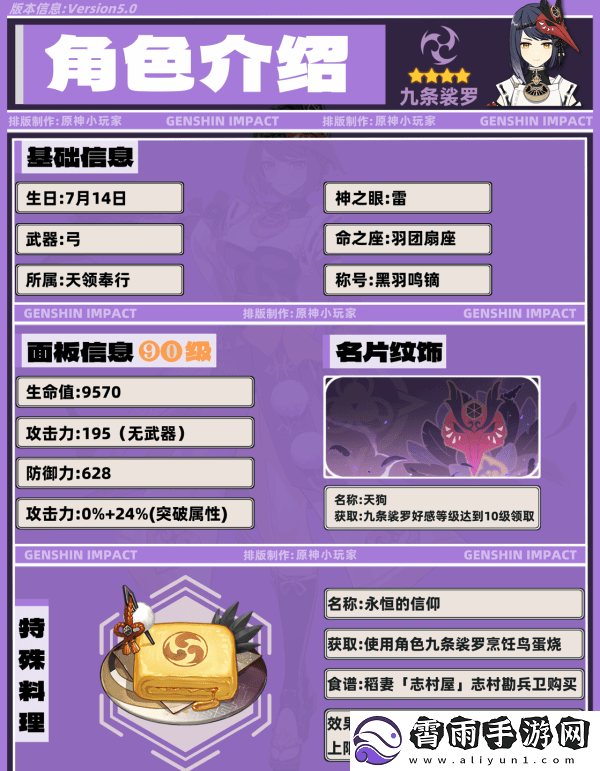 原神九条裟罗带什么圣遗物